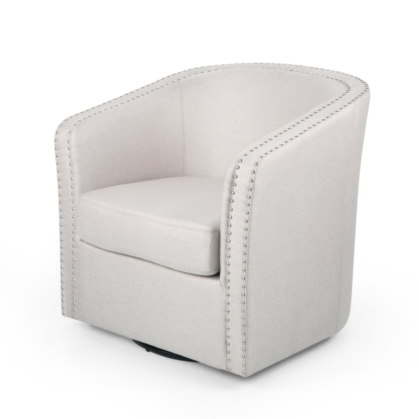 Riverbed Upholstered Swivel Chair with Nailhead Trim and Sloped Arms
