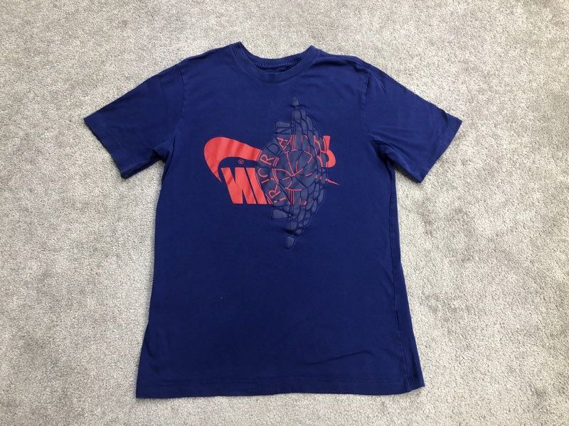 Nike Shirts Mens Small Blue Short Sleeve Pullover Crew Neck Graphic Tee Logo