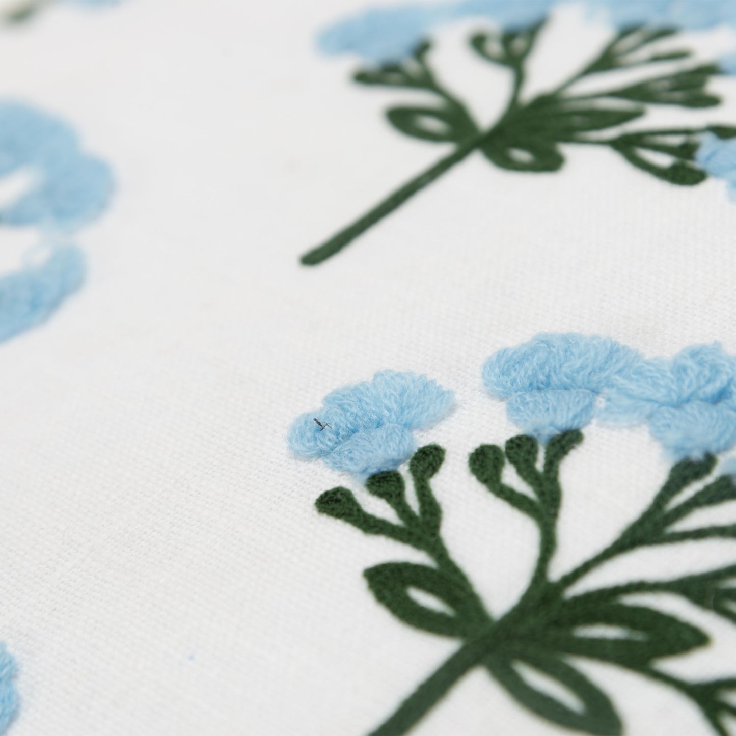Botanical  Printed With Embroidery 100% Cotton Decorative Throw Pillow