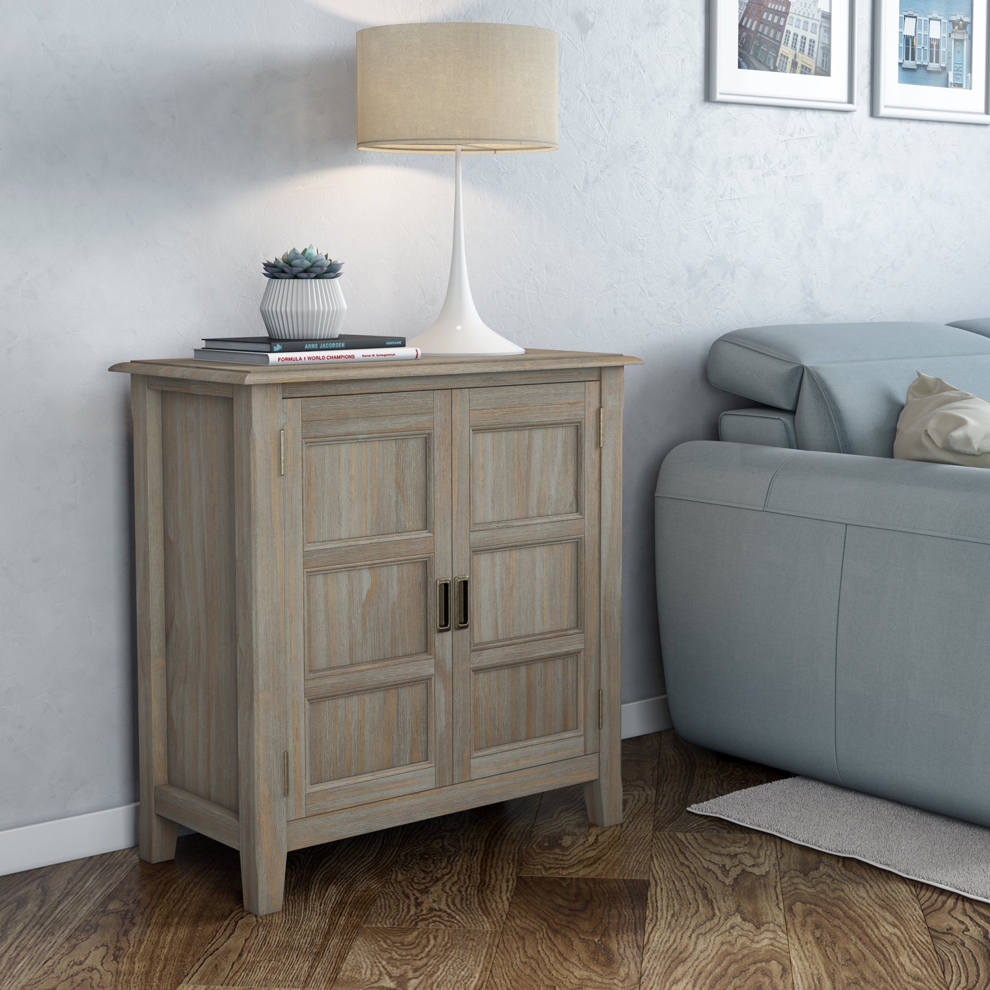 Fracture Storage Cabinet with 2 Doors and Tapered Legs
