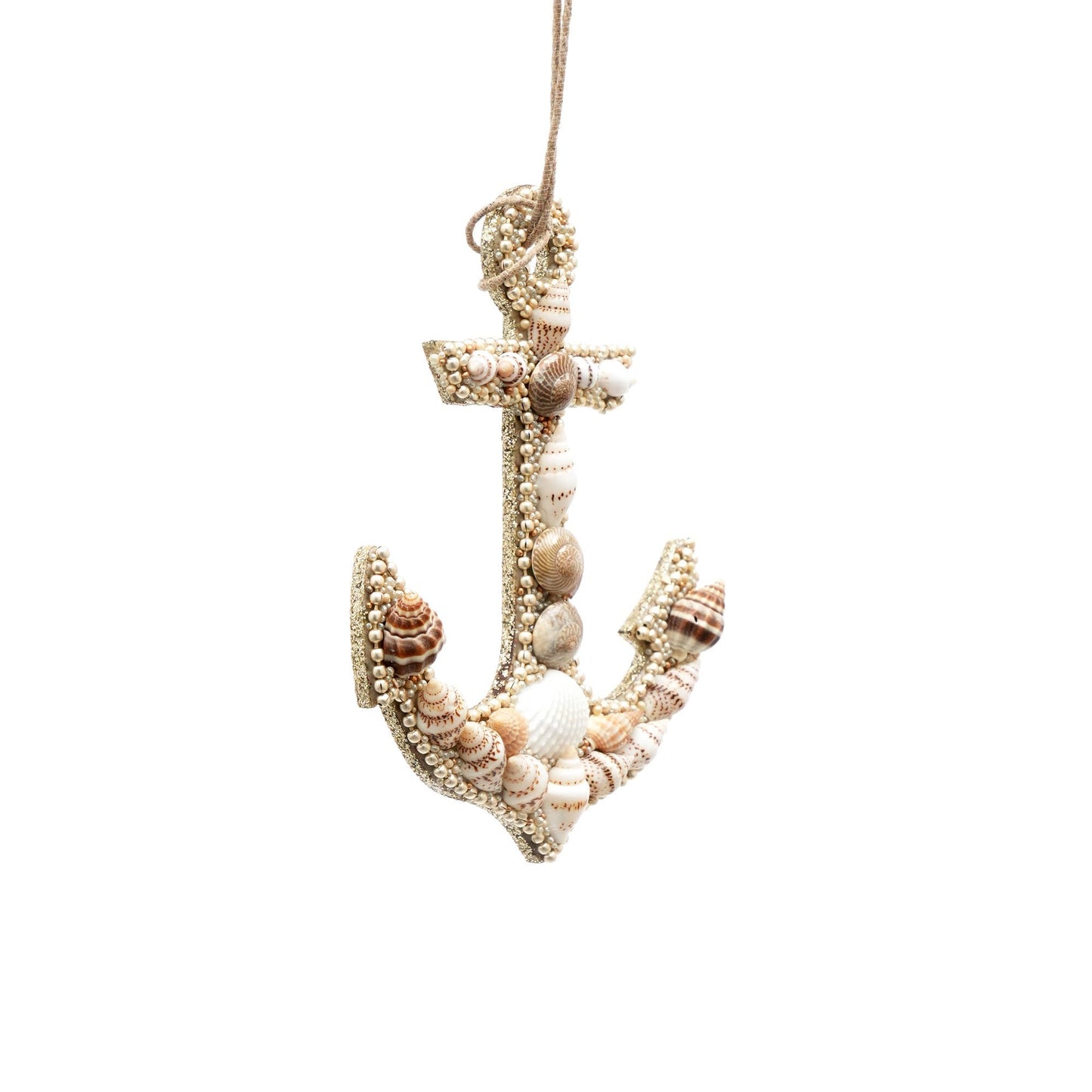 Shell & Glass Beaded Lac Anchor Ornament, Set of 6