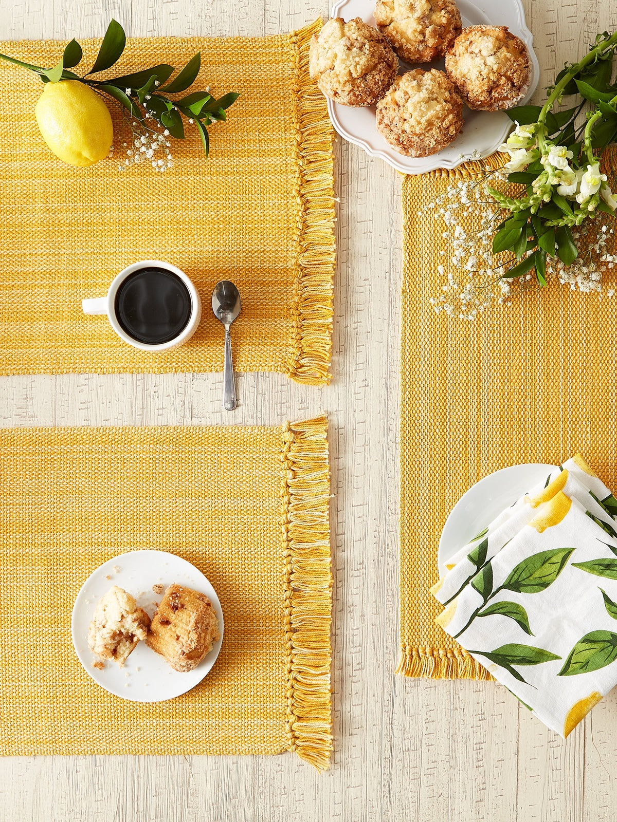 Apricot Variegated Fringe Placemats, Set Of 6