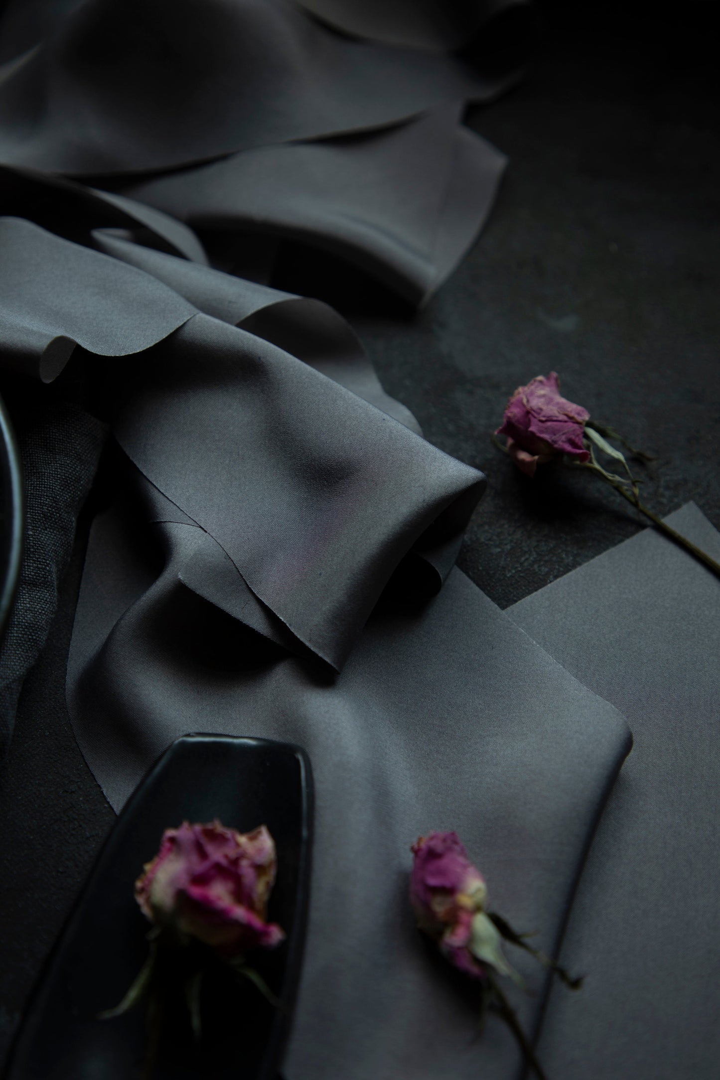 Charcoal Gray Silk Ribbon