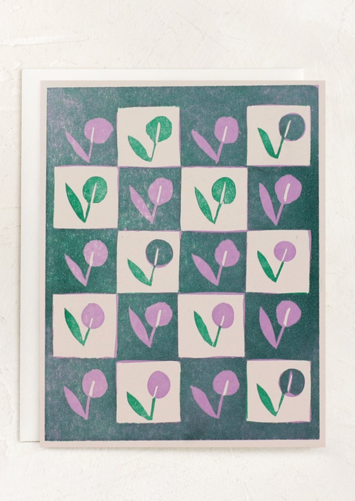 Checkered Floral Blank Card