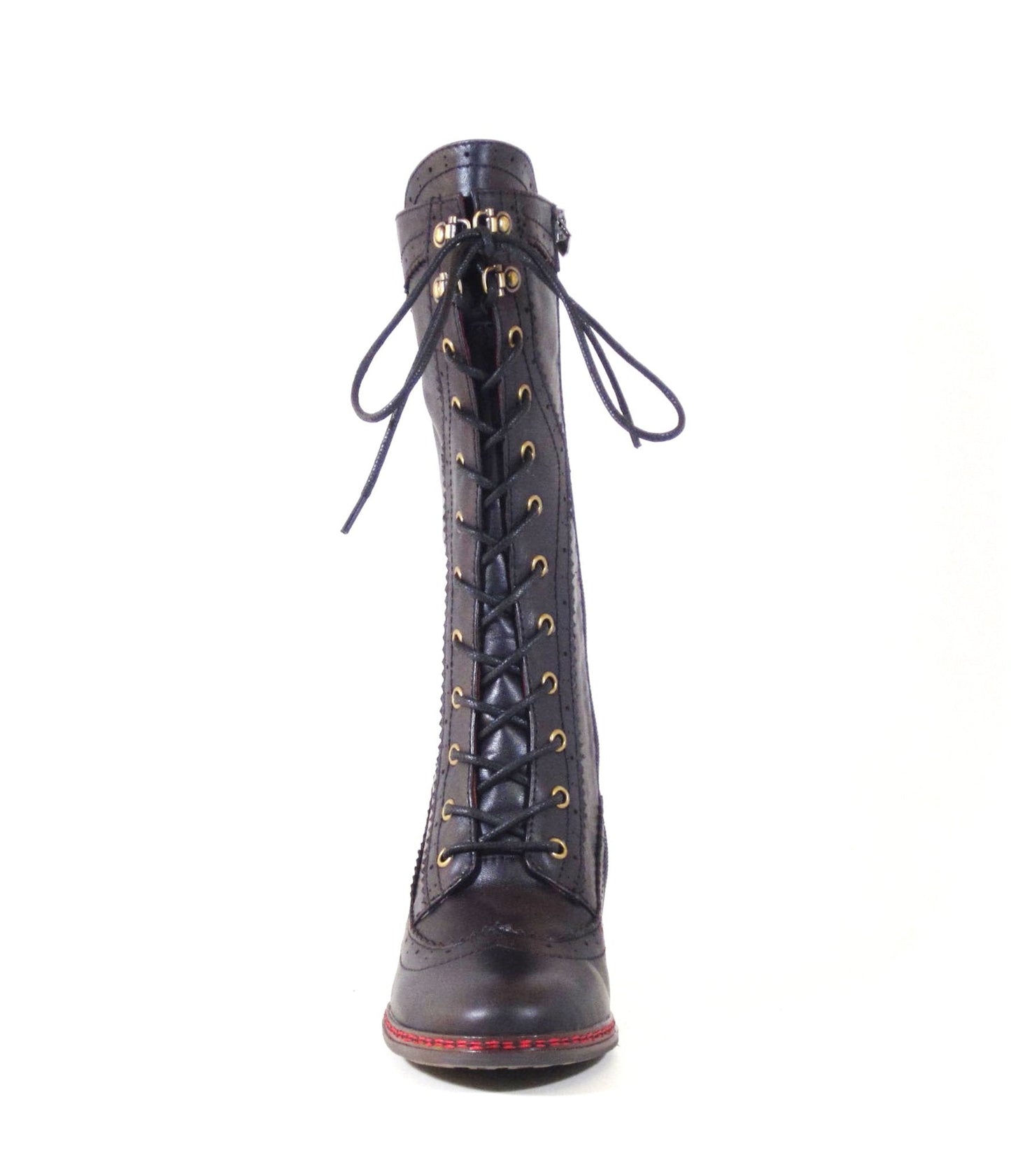 Chelsea Crew 1930s Black Leatherette Knee High Gaston Boots