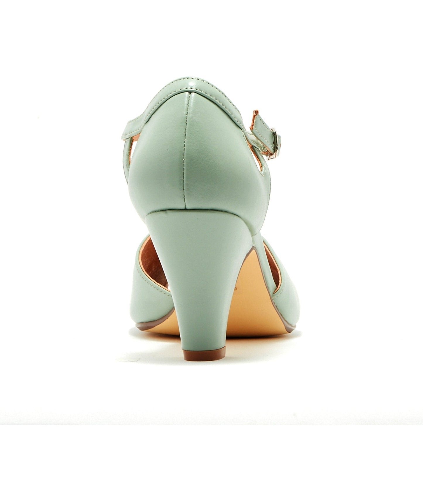 Chelsea Crew 1920s Mint Leatherette T-Strap Catherina Heels