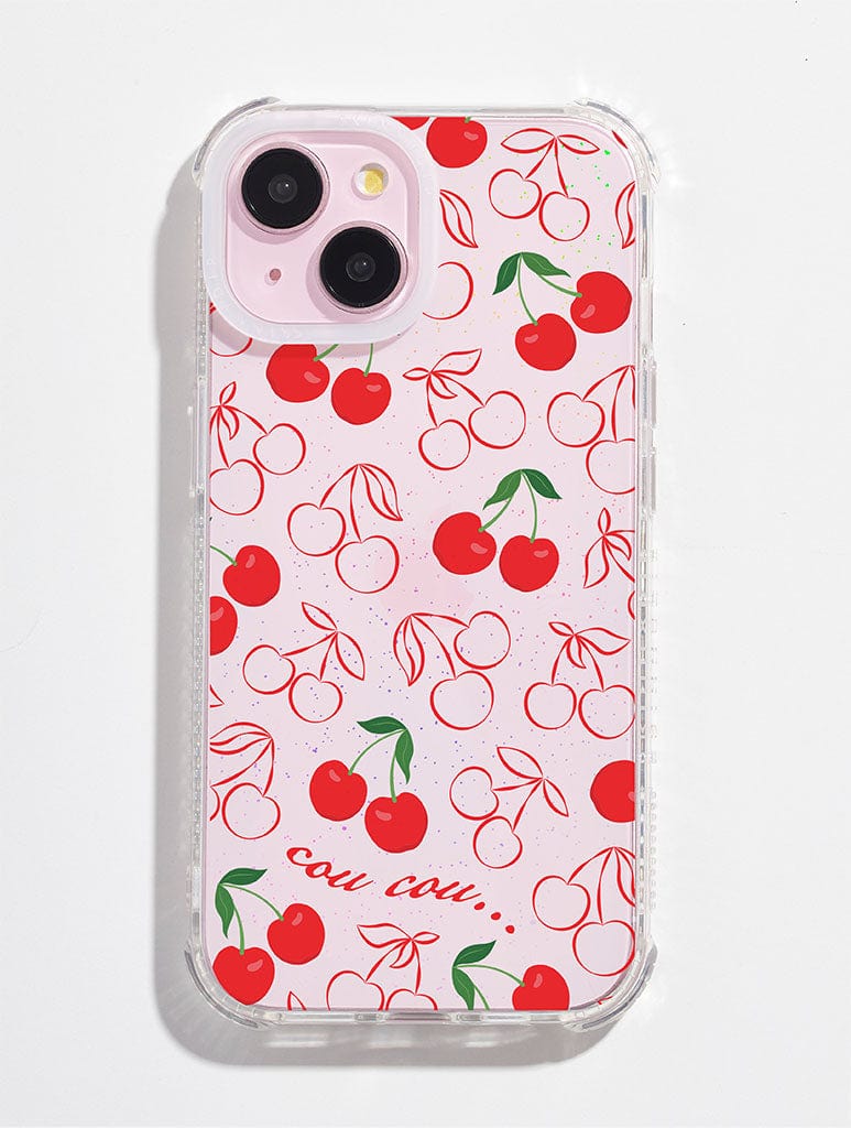 Cherry Print Glitter Shock iPhone Case