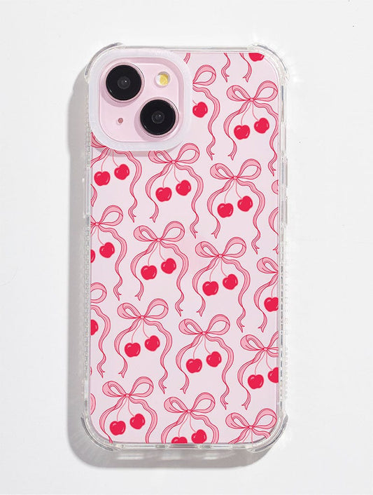 Cherry Ribbon Bow Repeat Shock iPhone Case