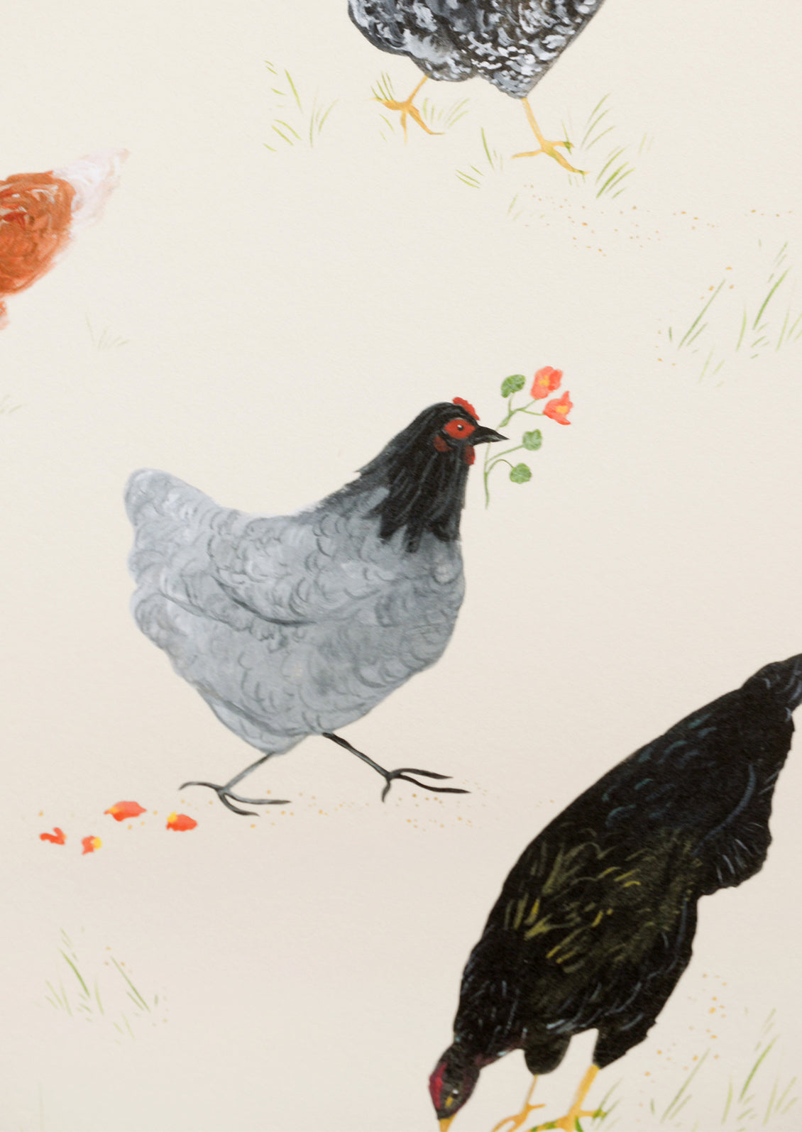 Cottage Chickens Print