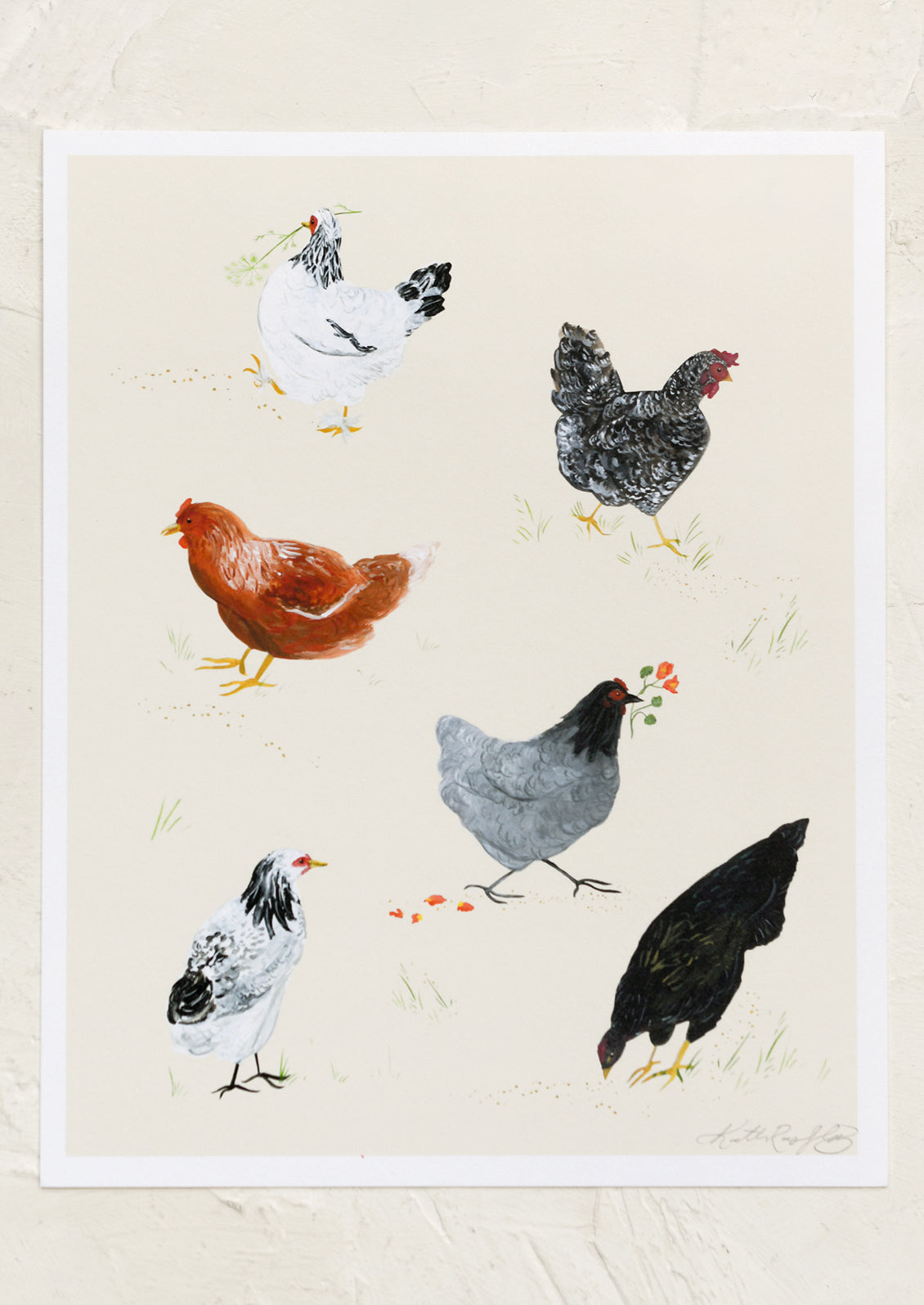 Cottage Chickens Print