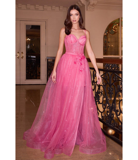 Cinderella Divine Fuchsia Sparkle Prom Gown