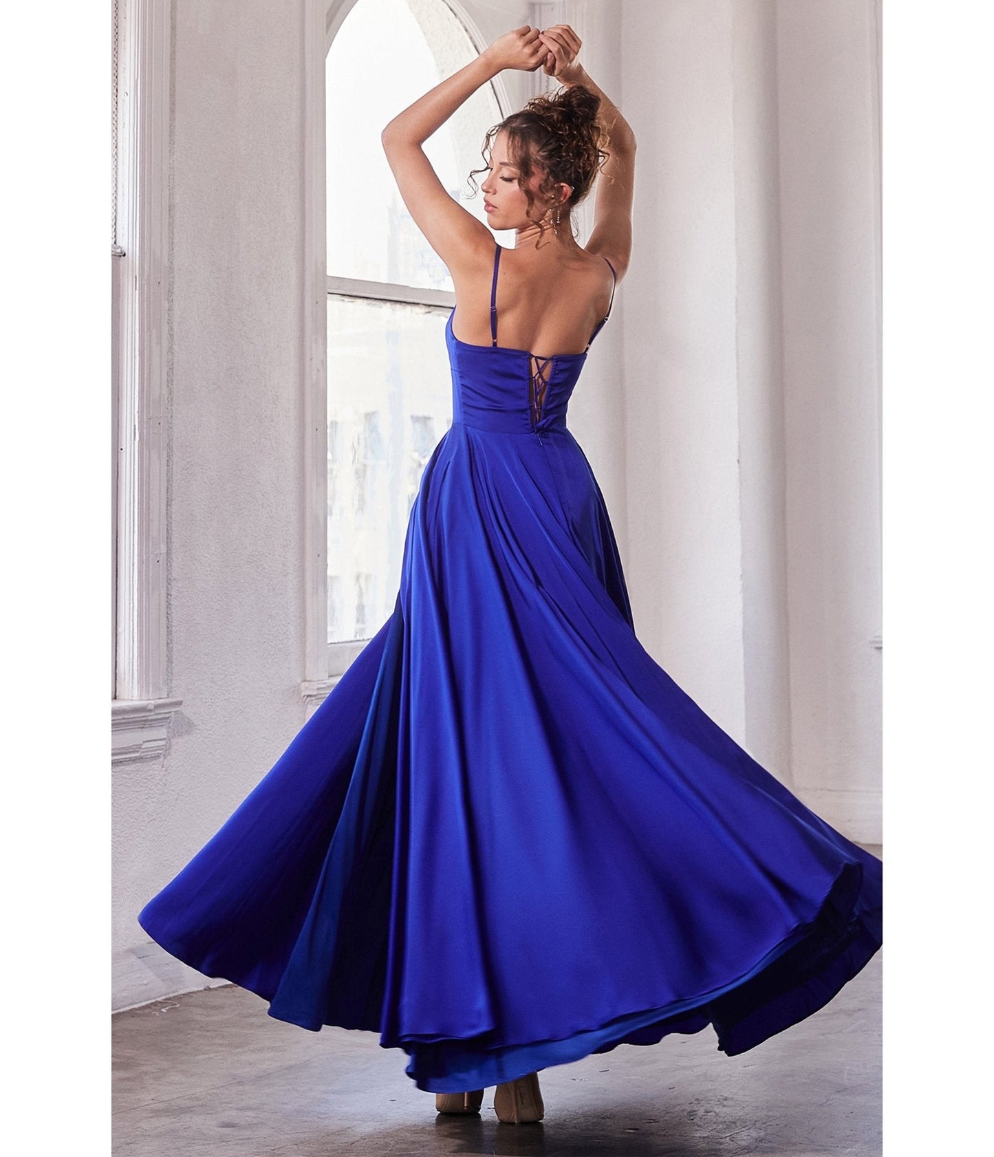 Cinderella Divine Royal Blue Satin A Line Bridesmaid Dress