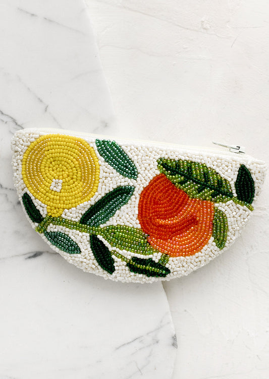 Citrus Grove Beaded Coin Pouch