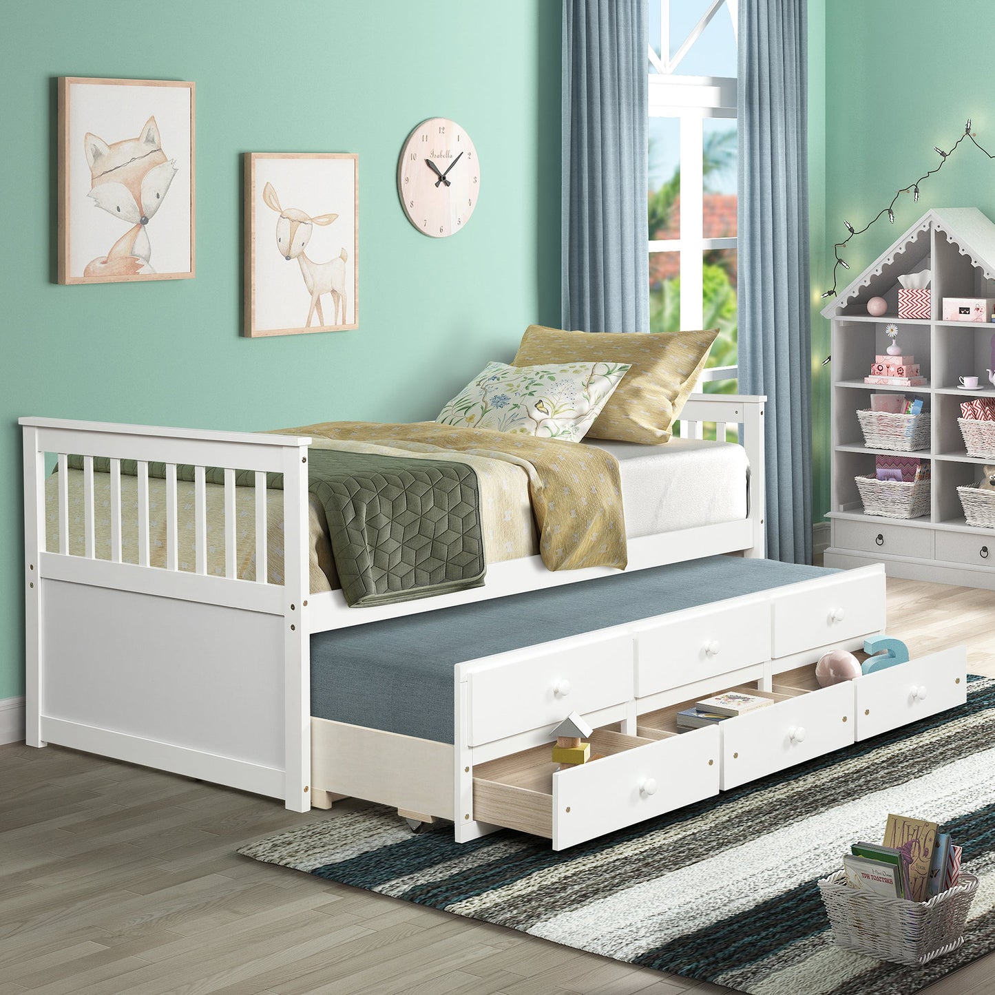 Claire Captain Daybed with Trundle and Storage Drawers