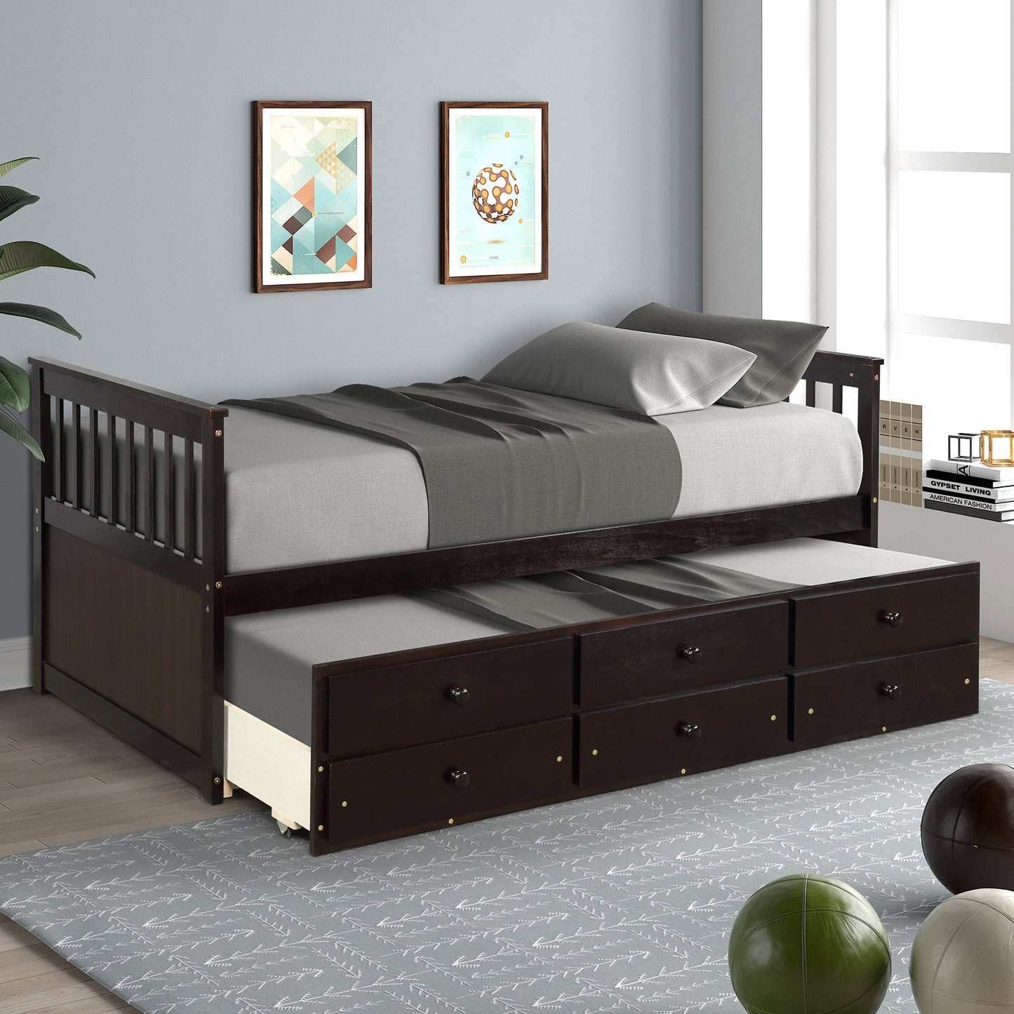 Claire Captain Daybed with Trundle and Storage Drawers