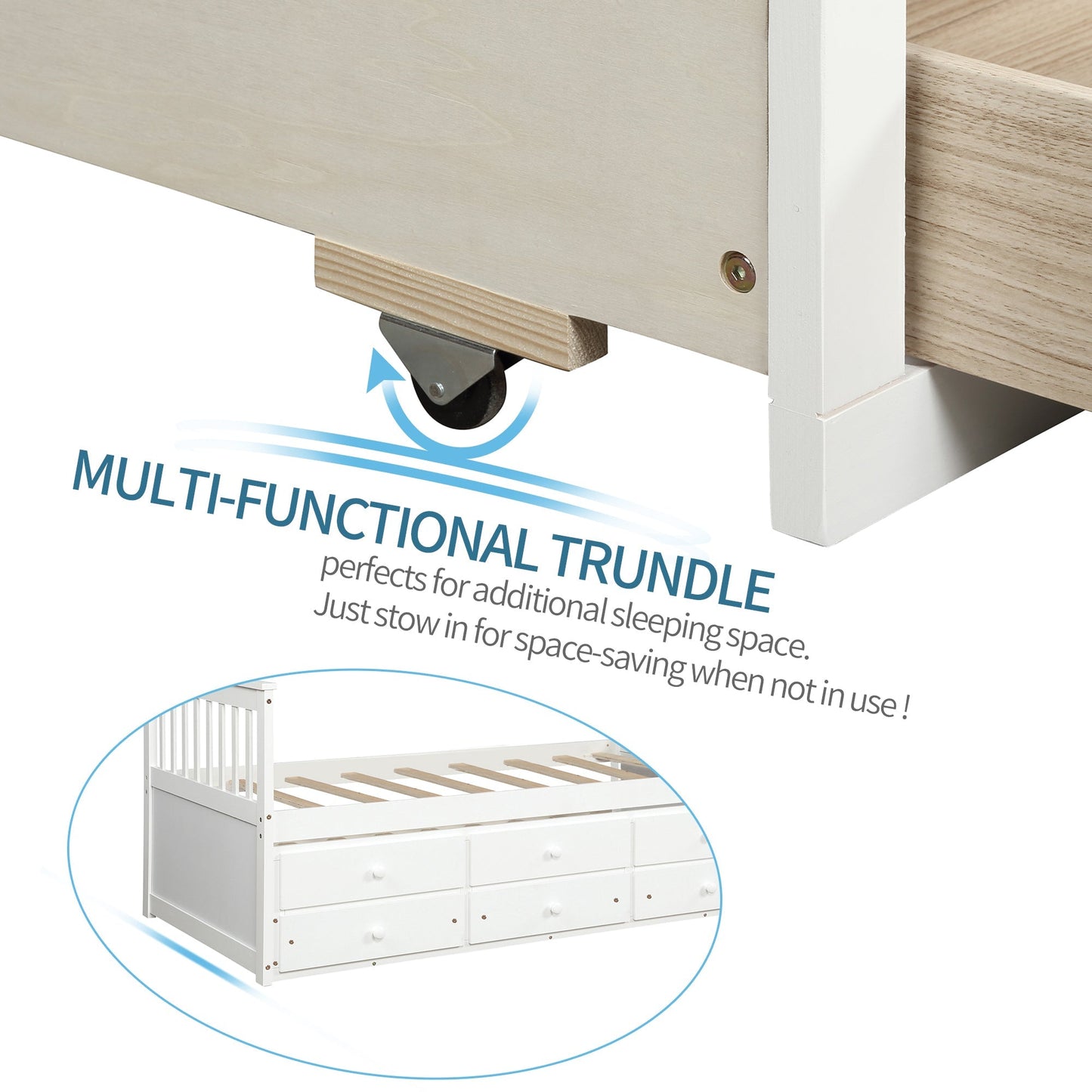 Claire Captain Daybed with Trundle and Storage Drawers