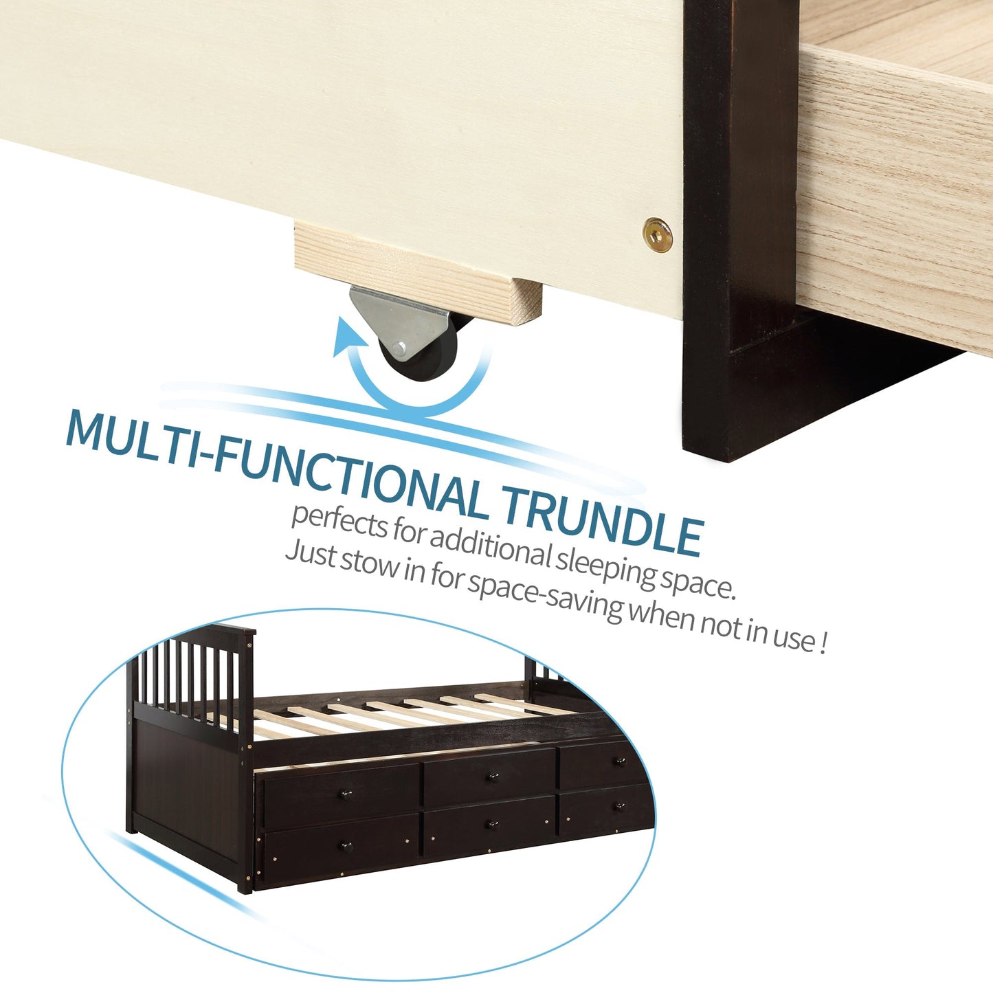 Claire Captain Daybed with Trundle and Storage Drawers