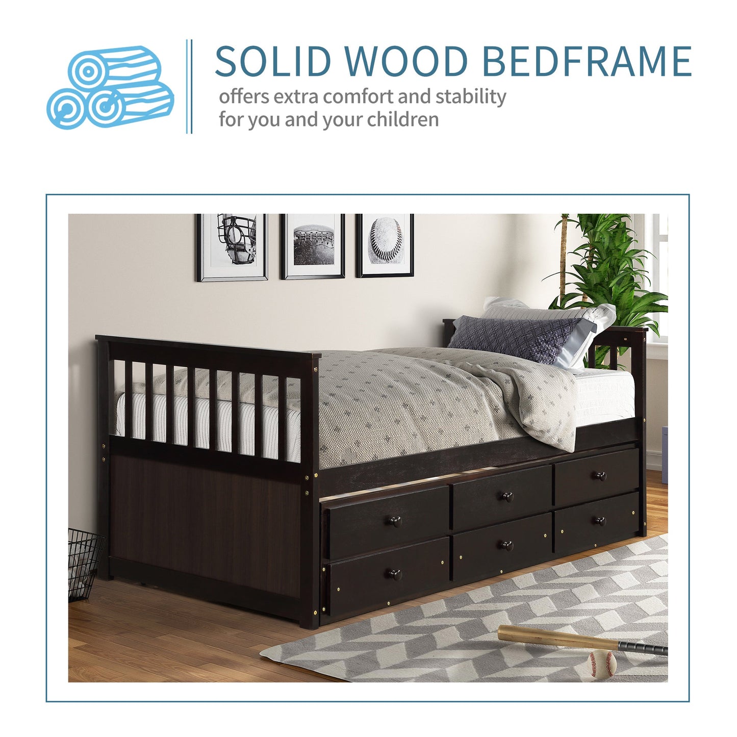 Claire Captain Daybed with Trundle and Storage Drawers