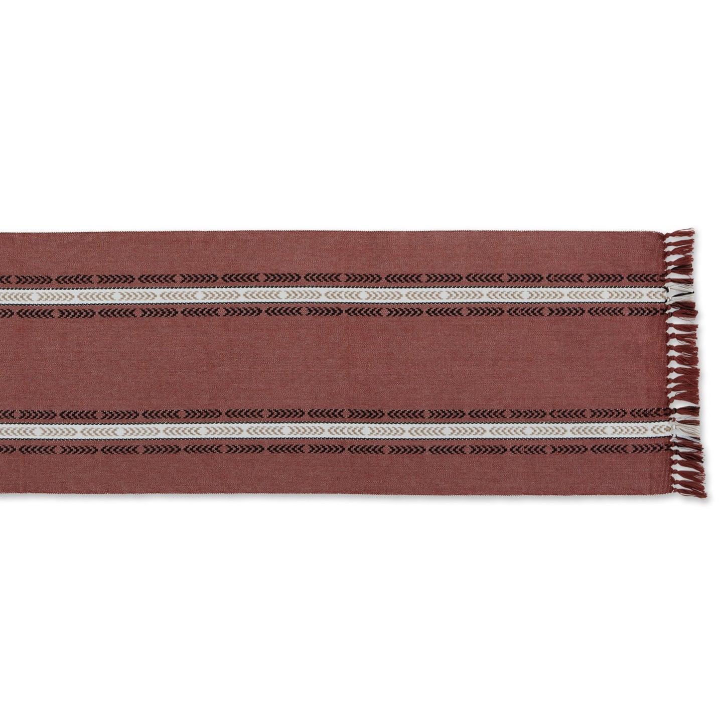 Clay Dobby Striped Fringe Ribbed 72" Table Runner