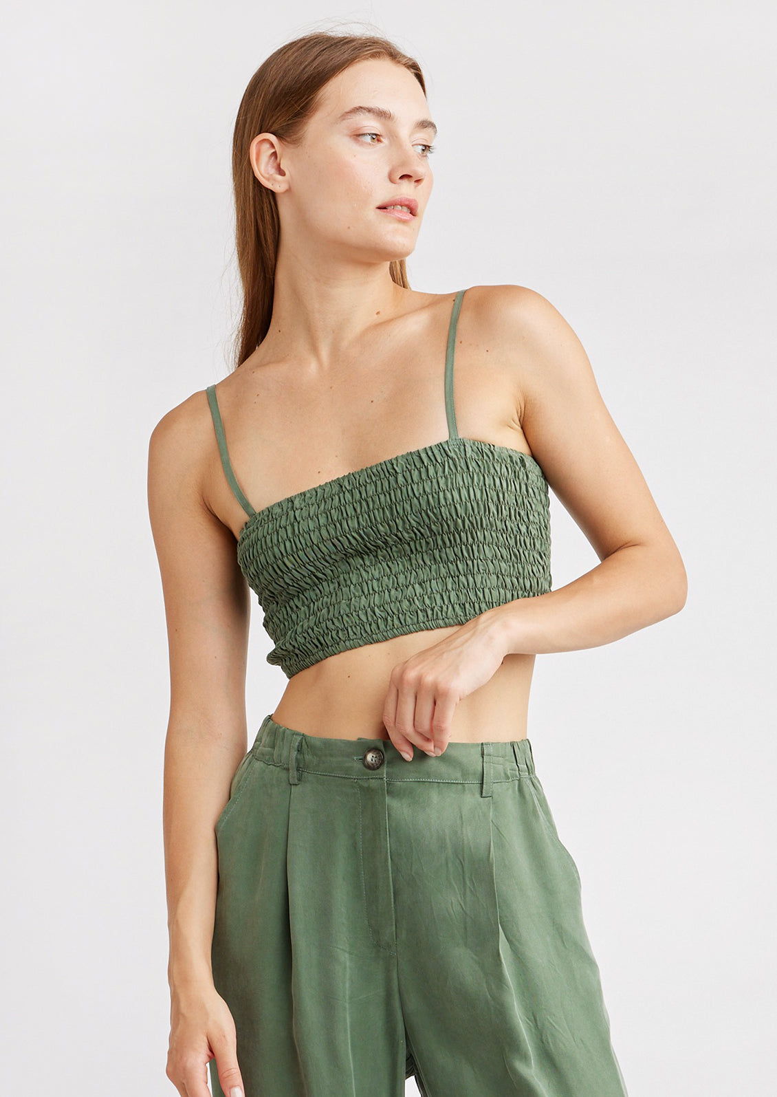 Clover Smocked Crop Tank
