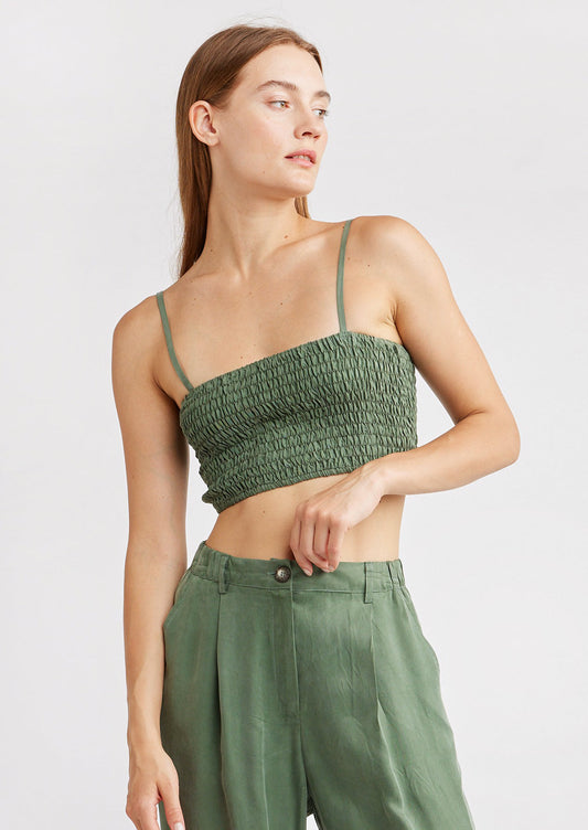 Clover Smocked Crop Tank