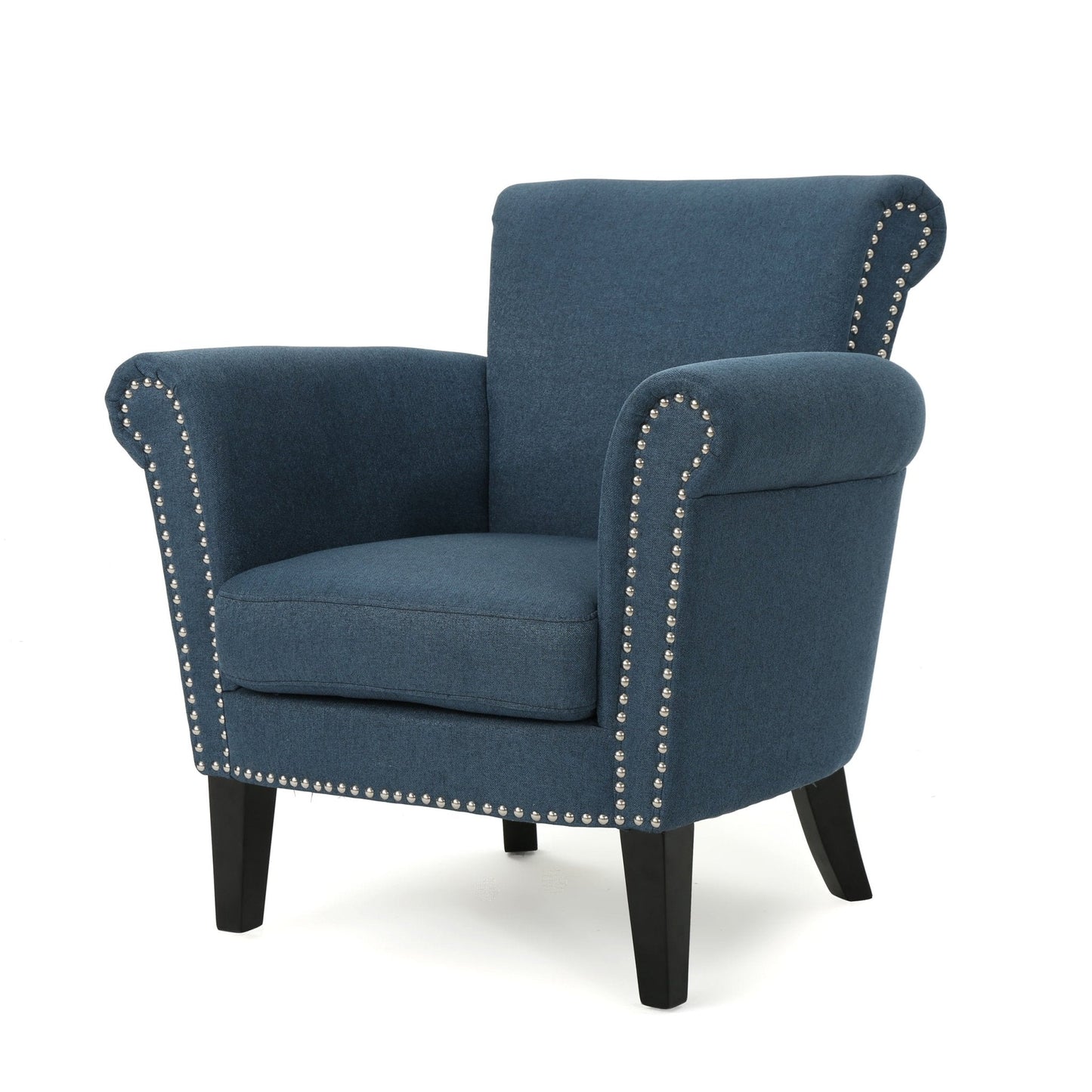 Club Chair with Rolled Arm and Nail Head Trim