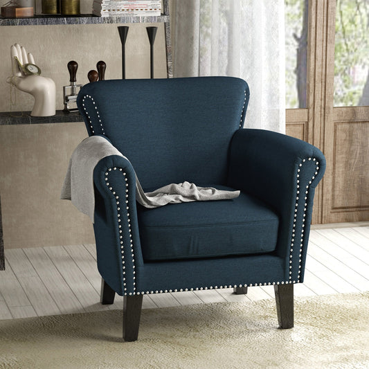 Club Chair with Rolled Arm and Nail Head Trim