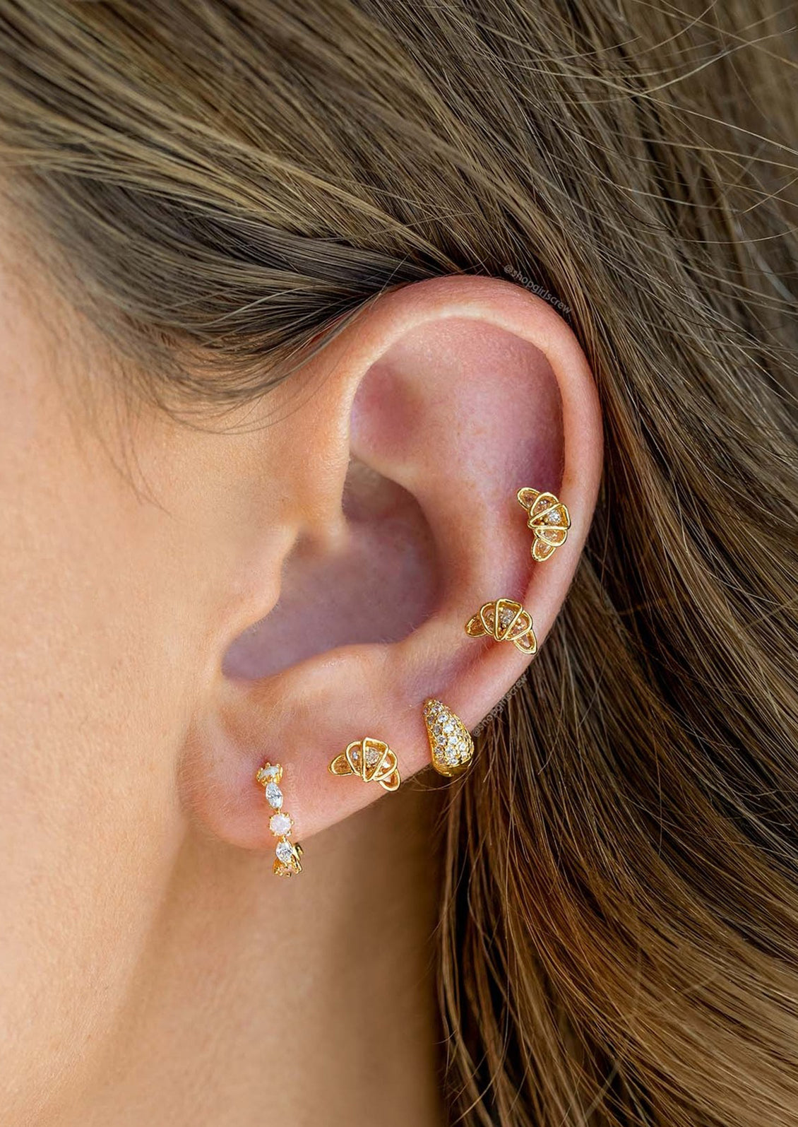 Tiny Croissant Stud Earrings