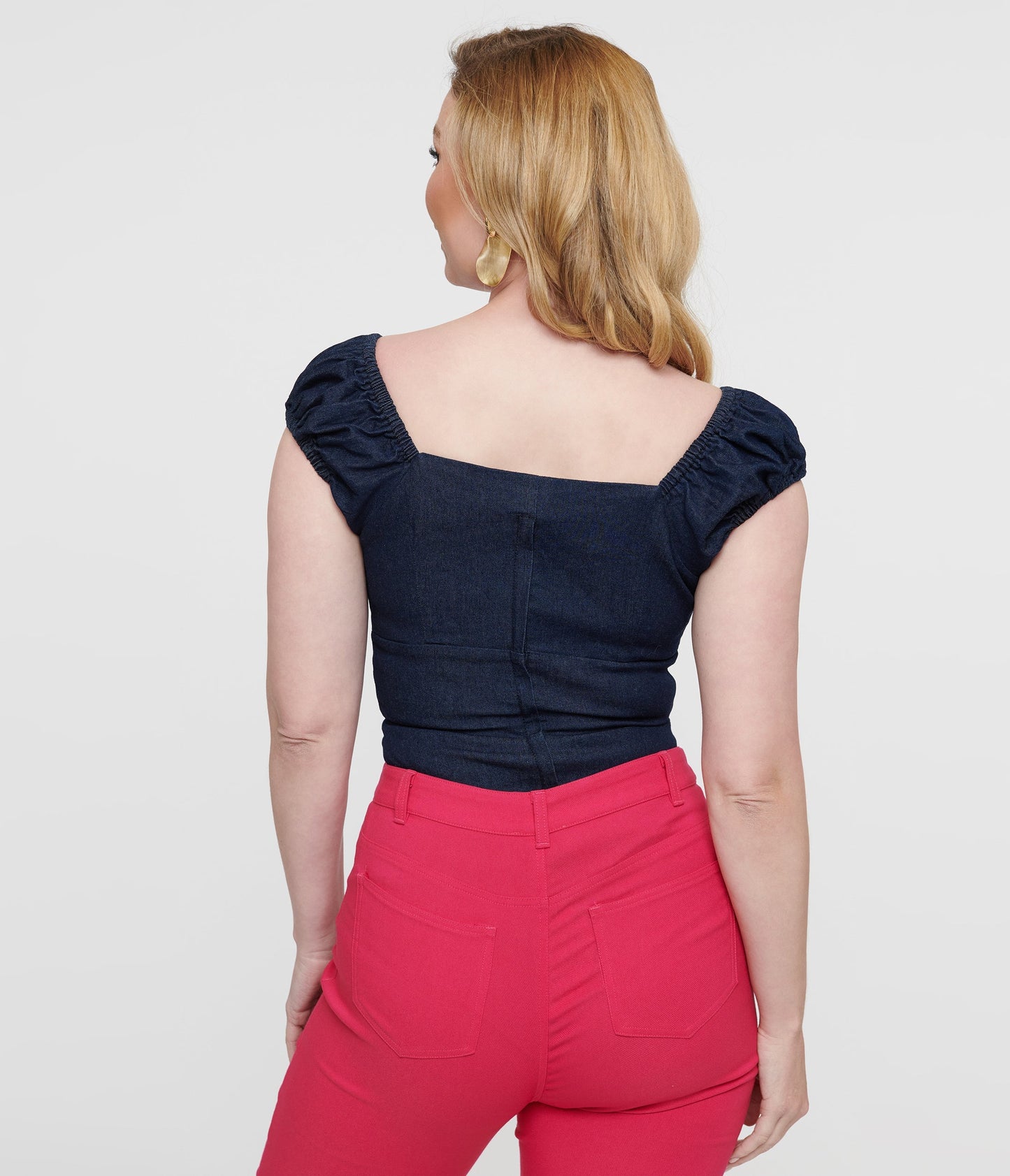 Collectif 1950s Dark Blue Denim Rita Blouse