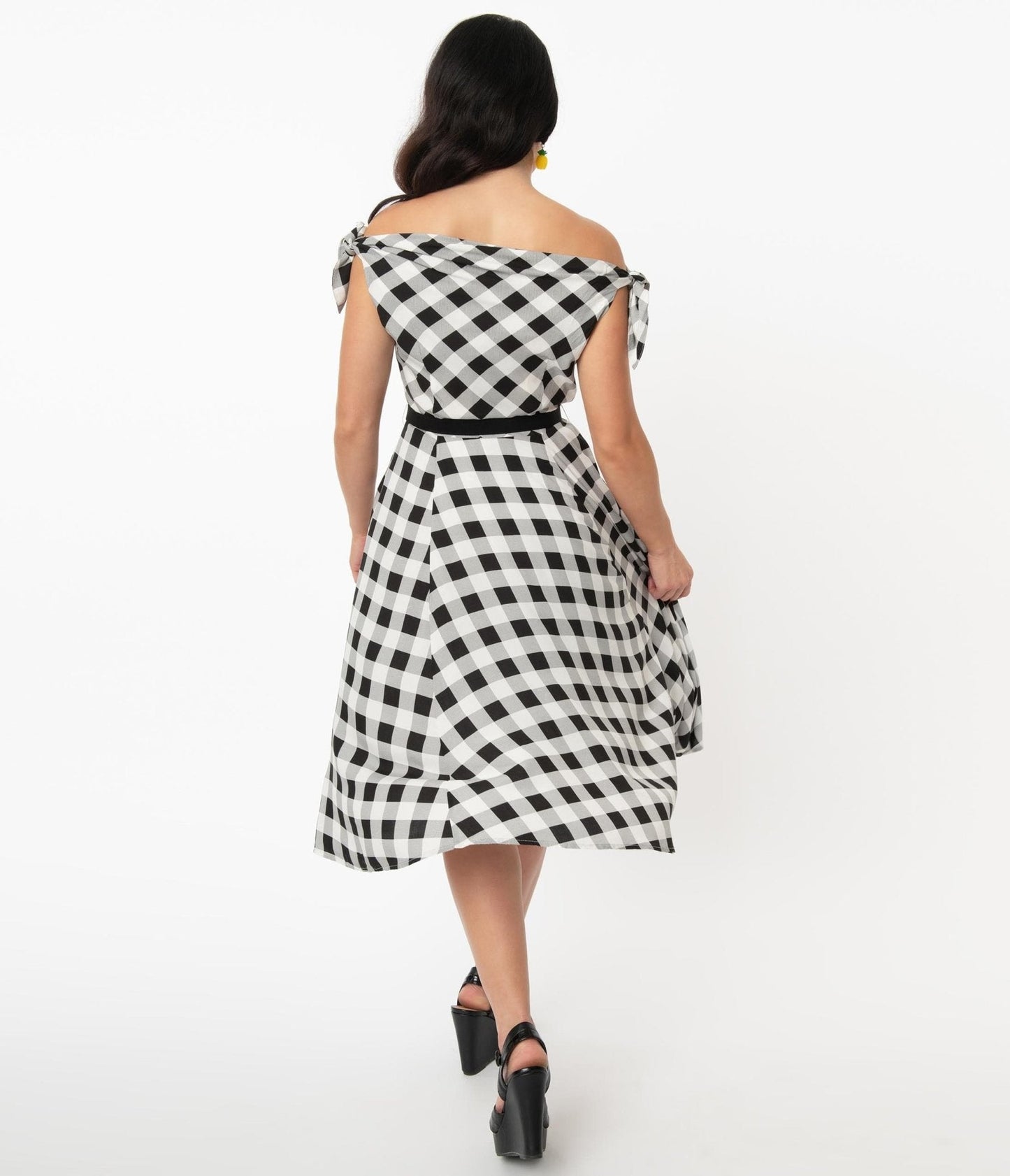 Collectif Black & White Gingham Giordana Swing Dress