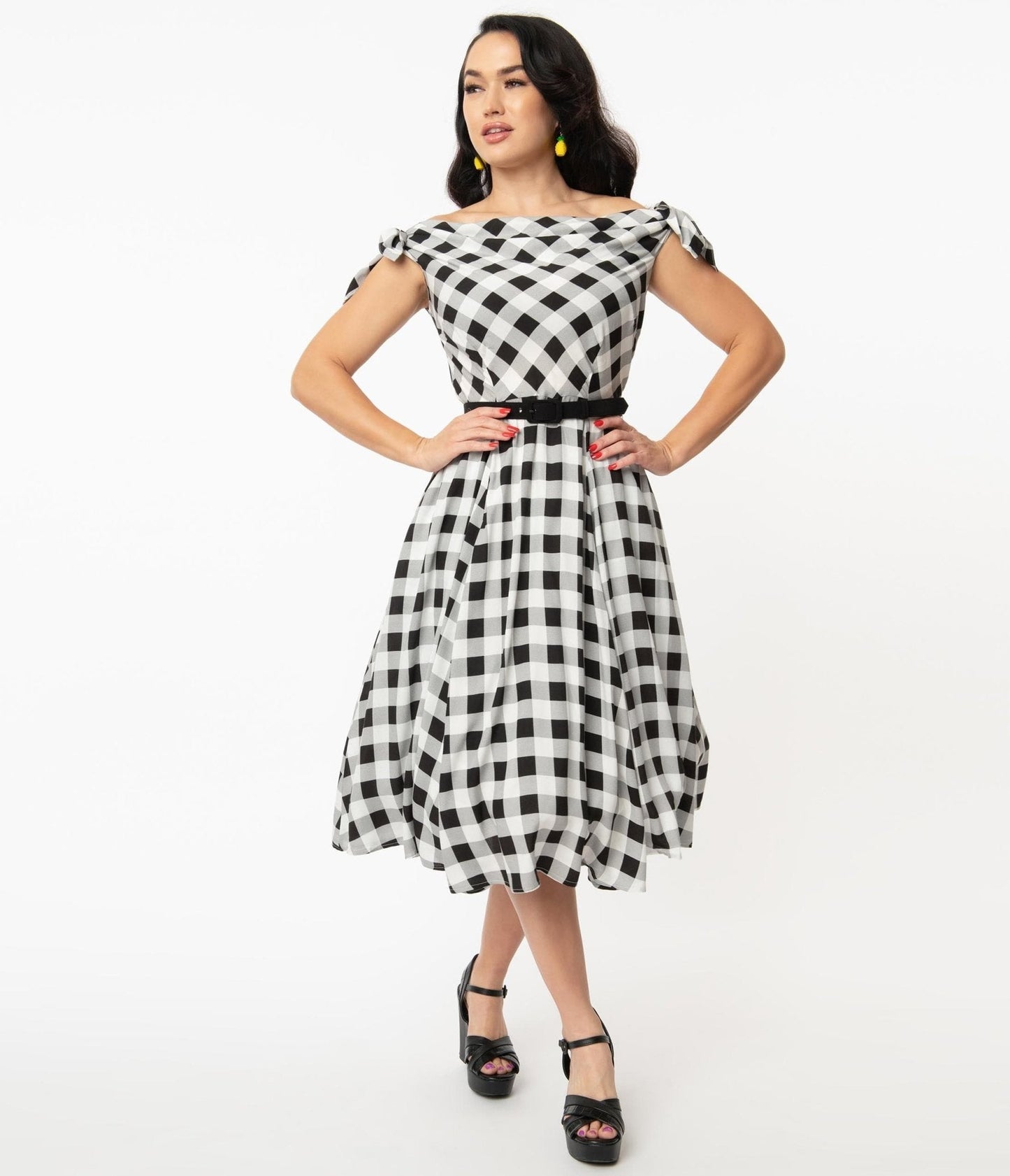 Collectif Black & White Gingham Giordana Swing Dress