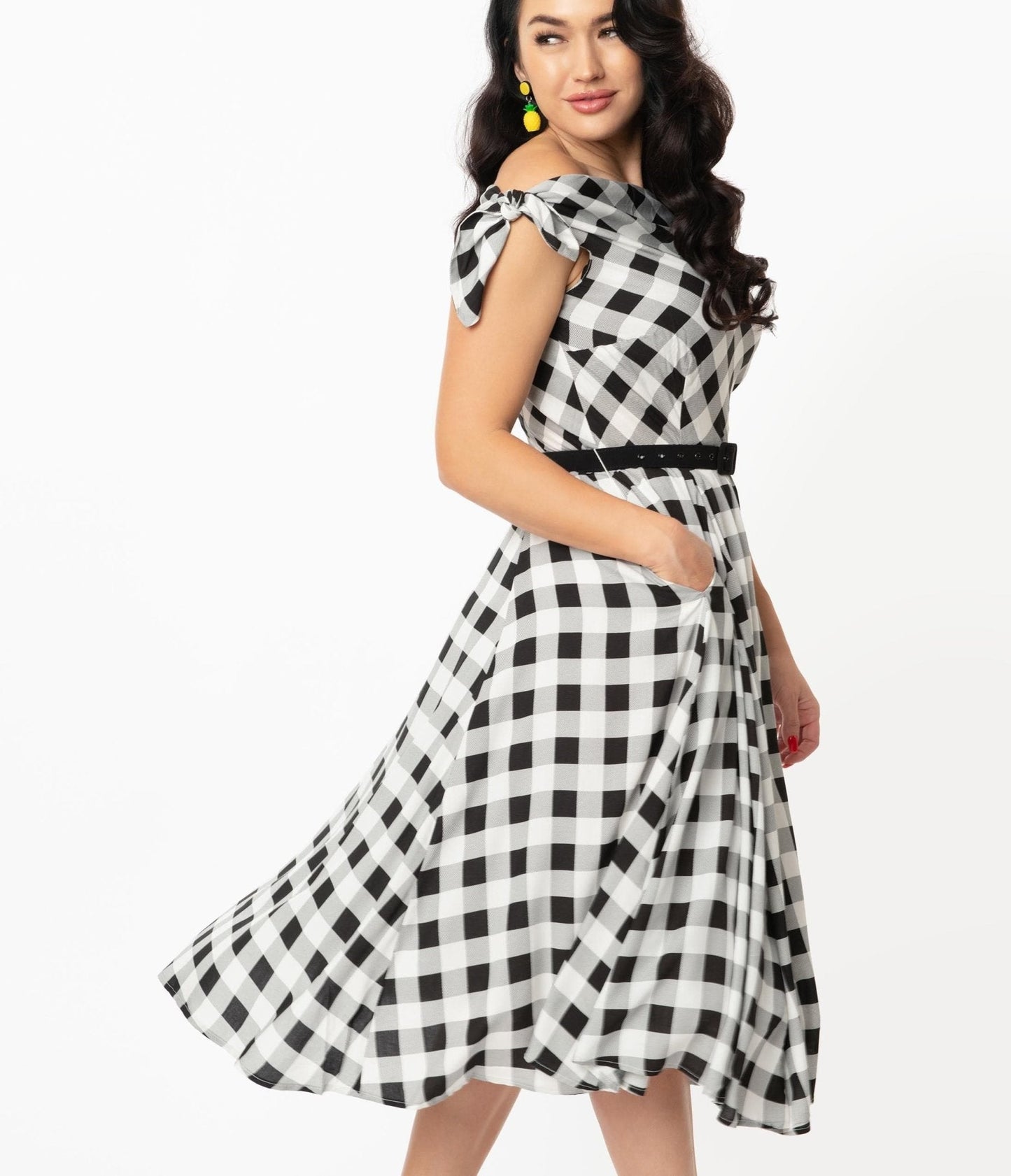 Collectif Black & White Gingham Giordana Swing Dress
