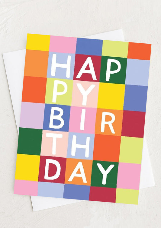 Colorful Check Birthday Card