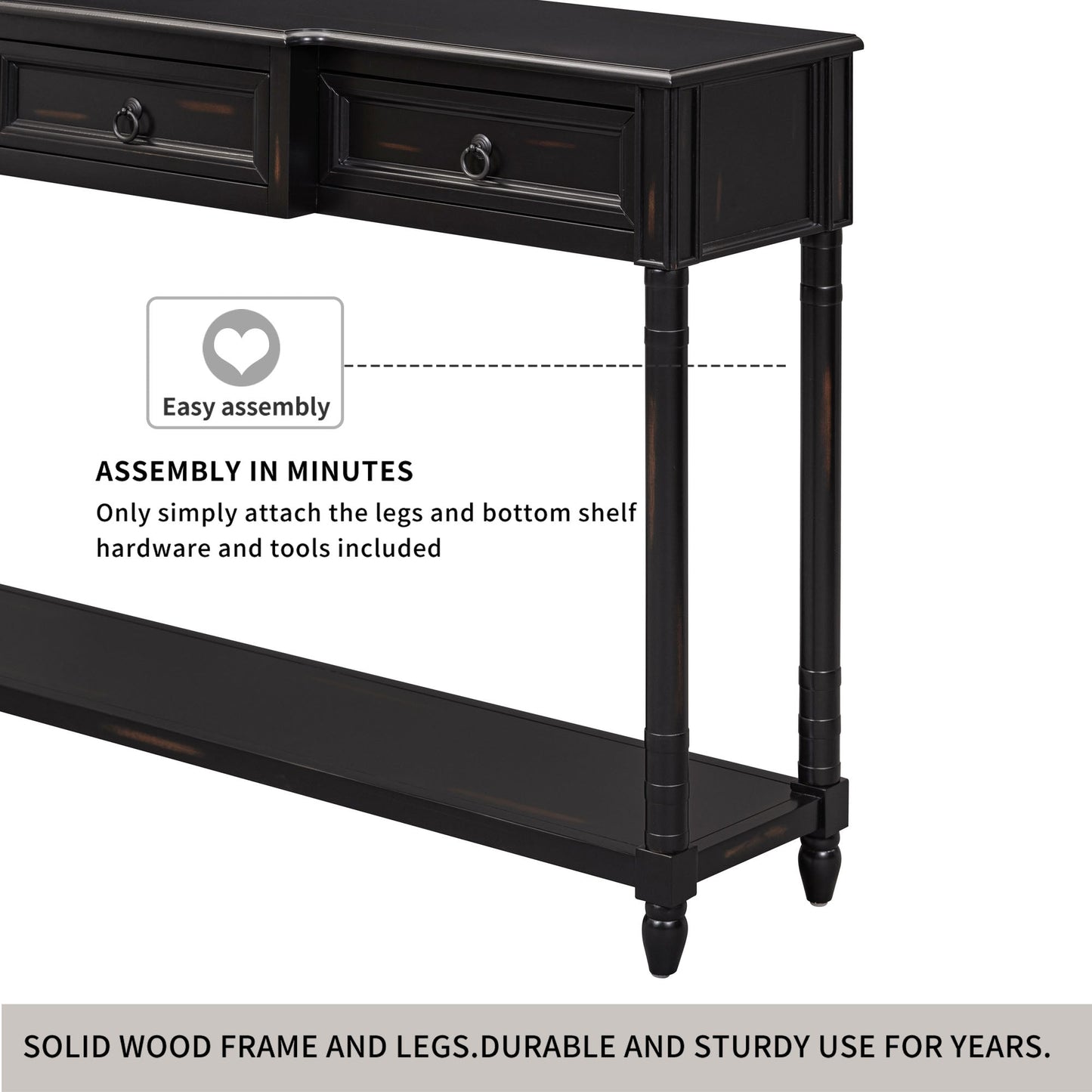 Console Table with Projecting Drawers and Long Shelf