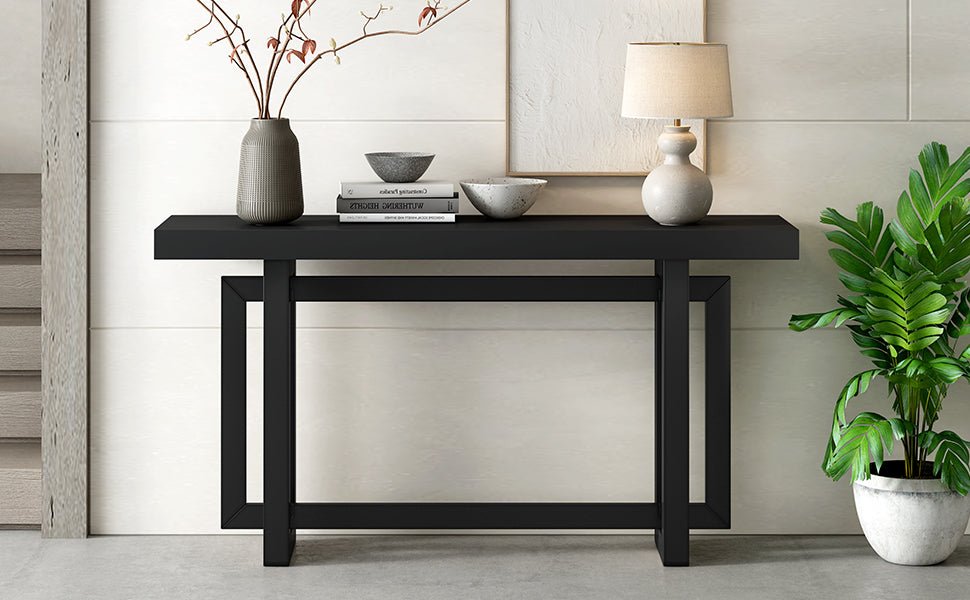 Contemporary Console Table with Industrial Inspired Concrete Wood Top