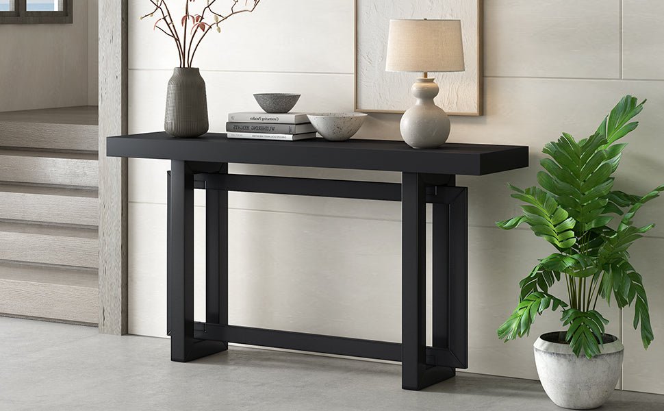 Contemporary Console Table with Industrial Inspired Concrete Wood Top