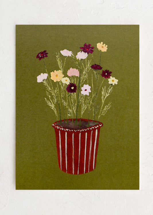 Cosmos in Striped Pot Print