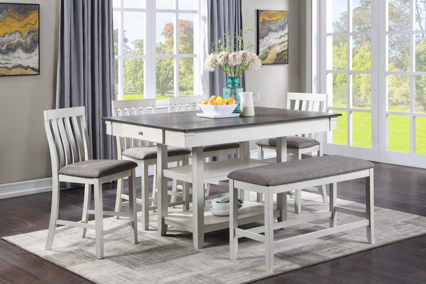 Counter Height Bench with Upholstered Seat