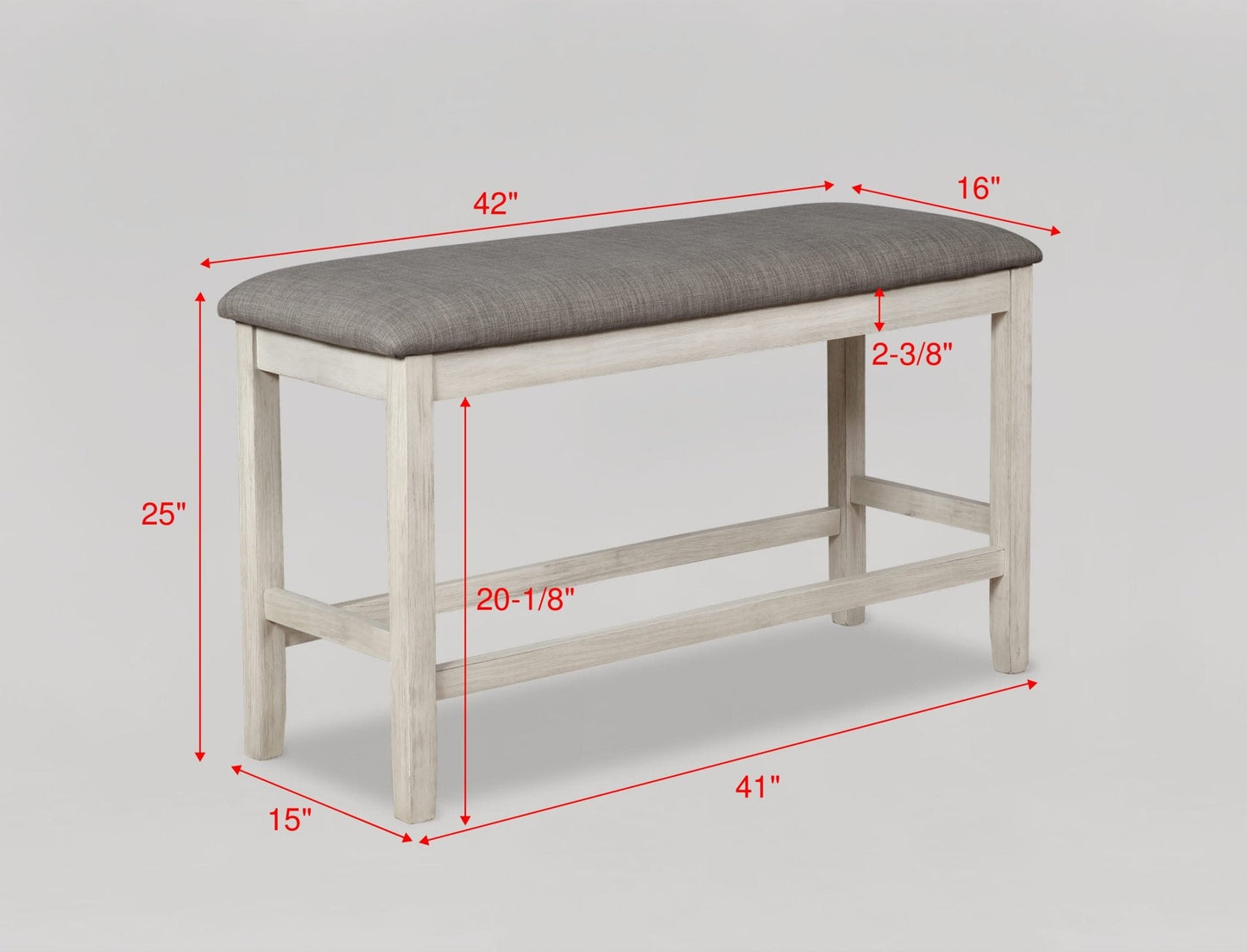 Counter Height Bench with Upholstered Seat
