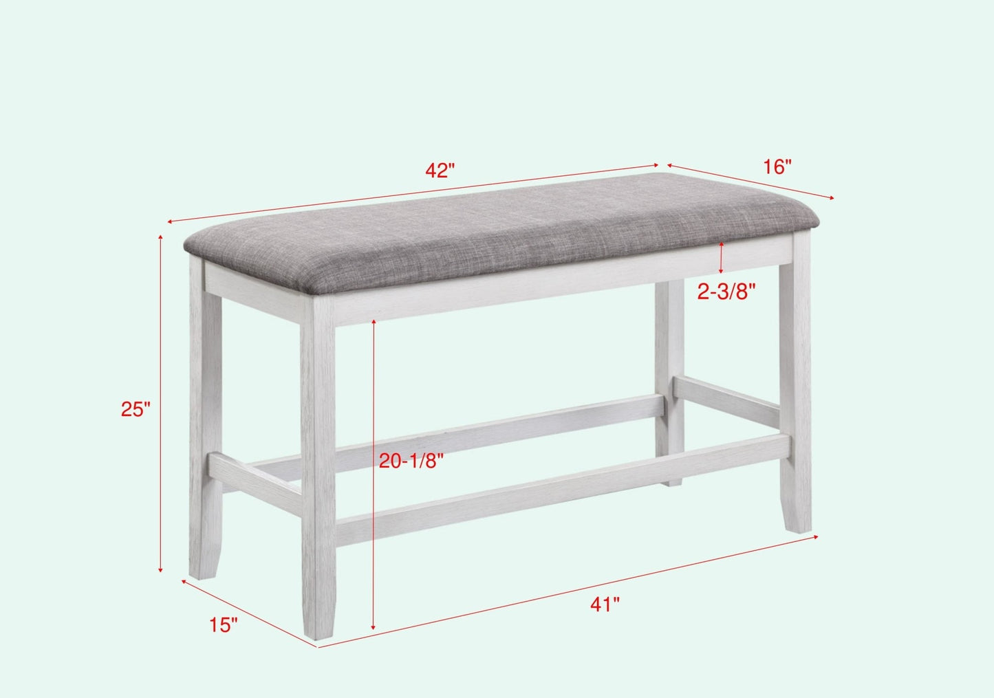 Counter Height Bench with Upholstered Seat