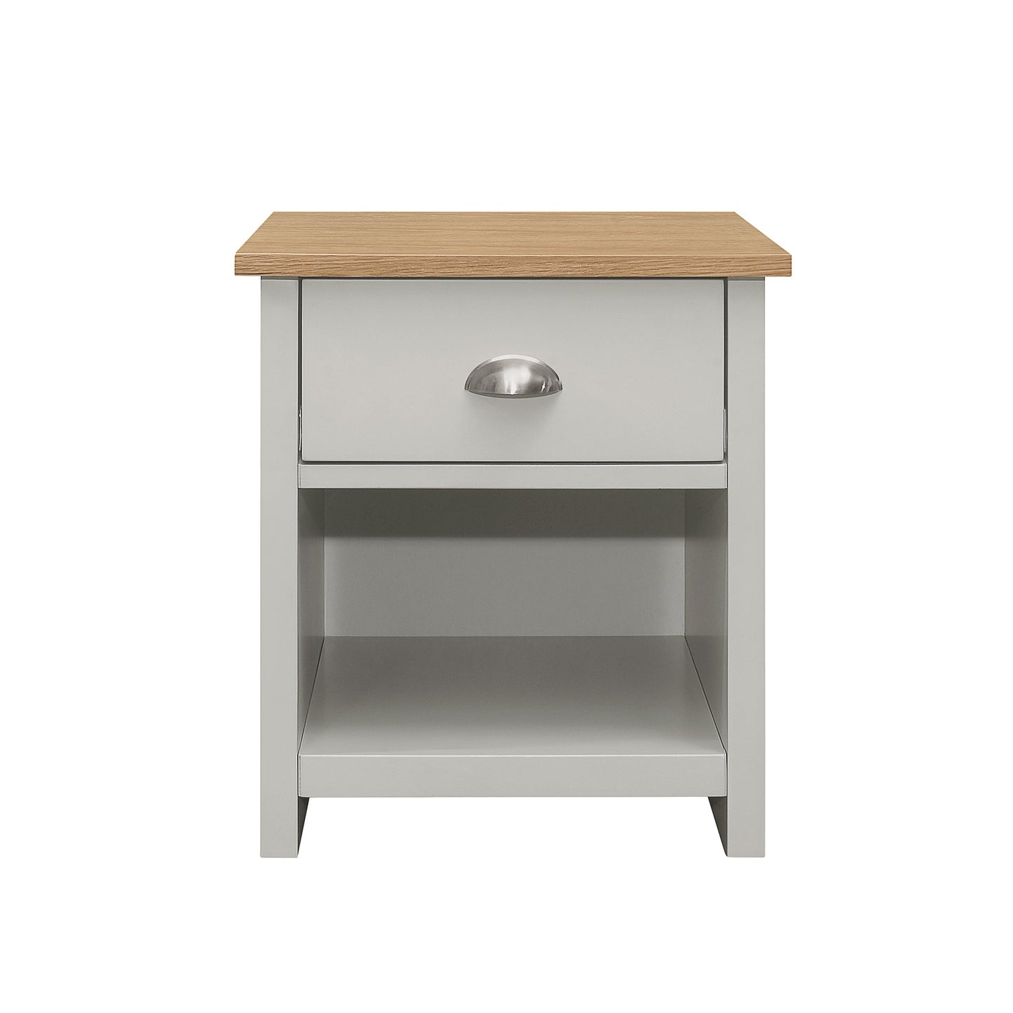 Country Solid 1 Drawer Nightstand Side Table with Oak Top