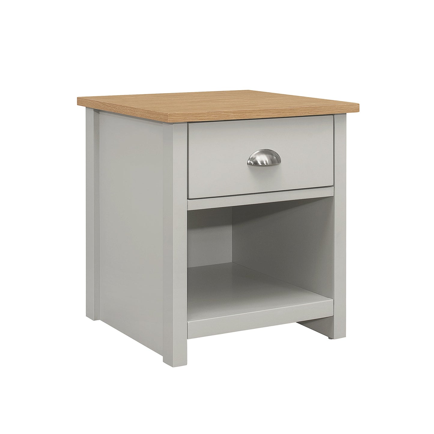 Country Solid 1 Drawer Nightstand Side Table with Oak Top