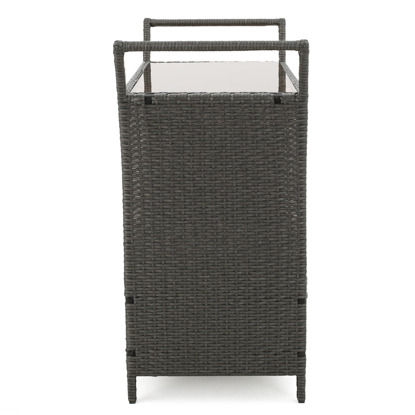 Cover Bar Cart with Glass Top and Ice Bucket Bin