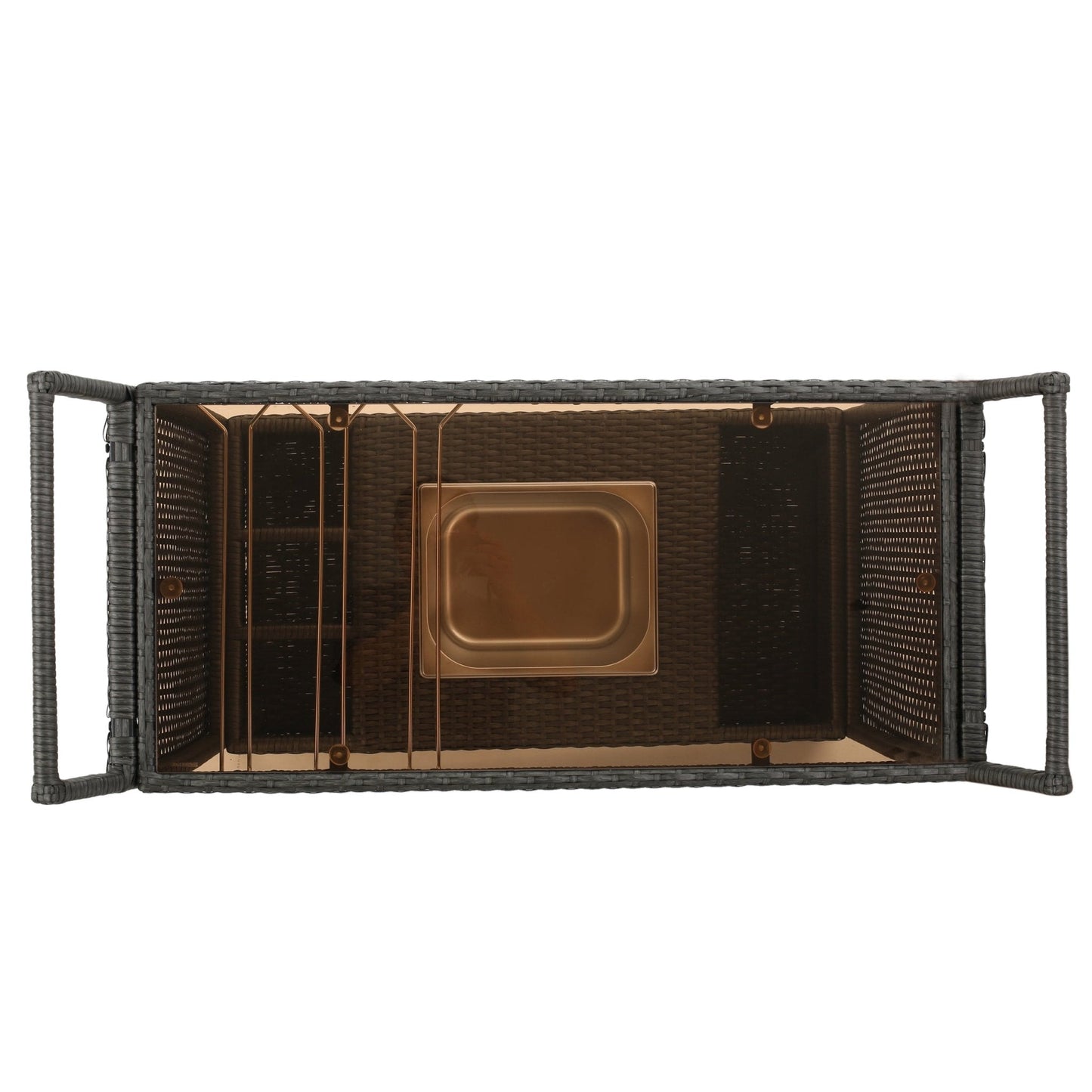 Cover Bar Cart with Glass Top and Ice Bucket Bin