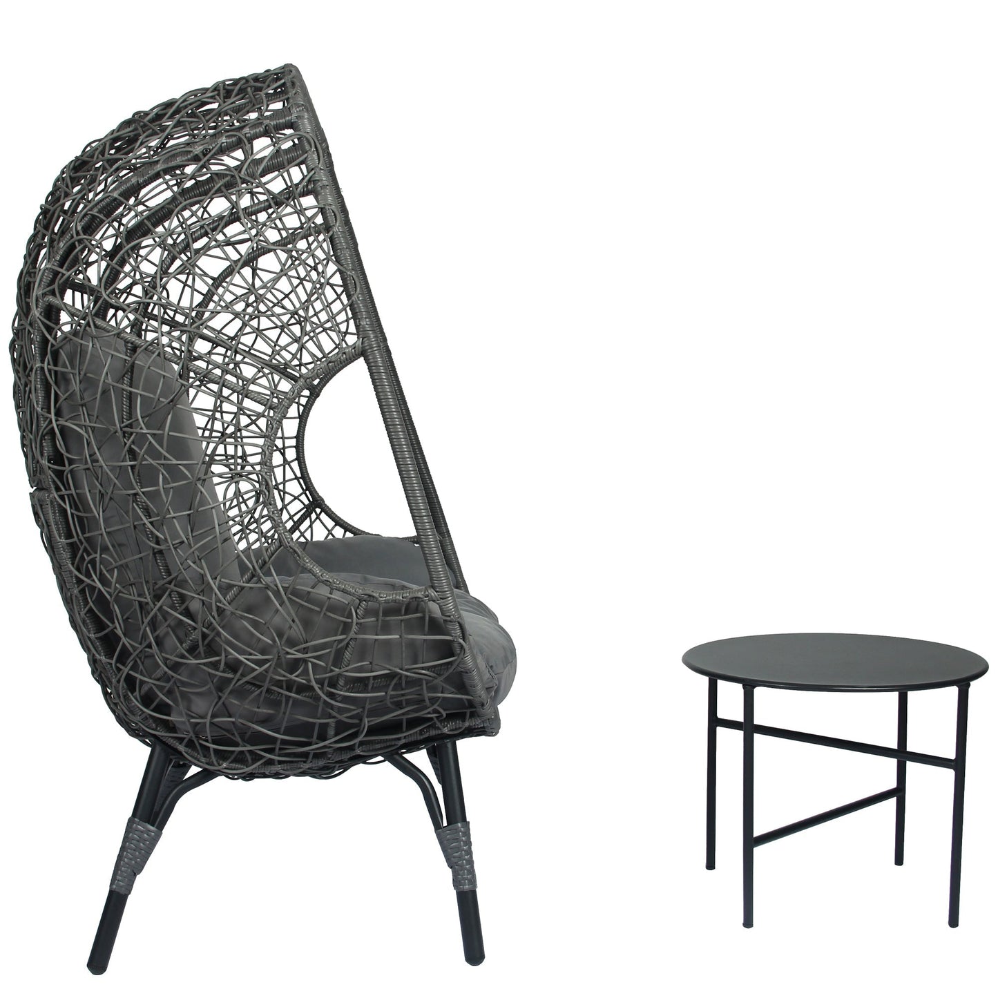 Crest Patio PE Wicker Egg Chair Model 3 with Cushion and Side Table