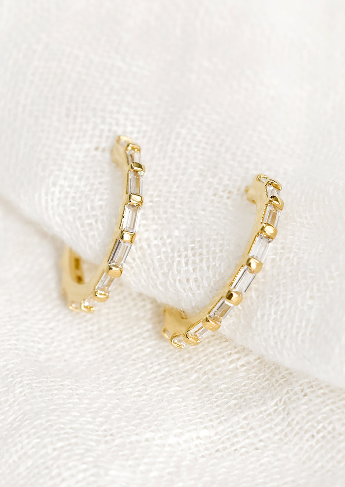 Crystal Baguette Hoop Earrings