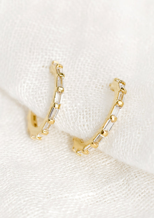 Crystal Baguette Hoop Earrings