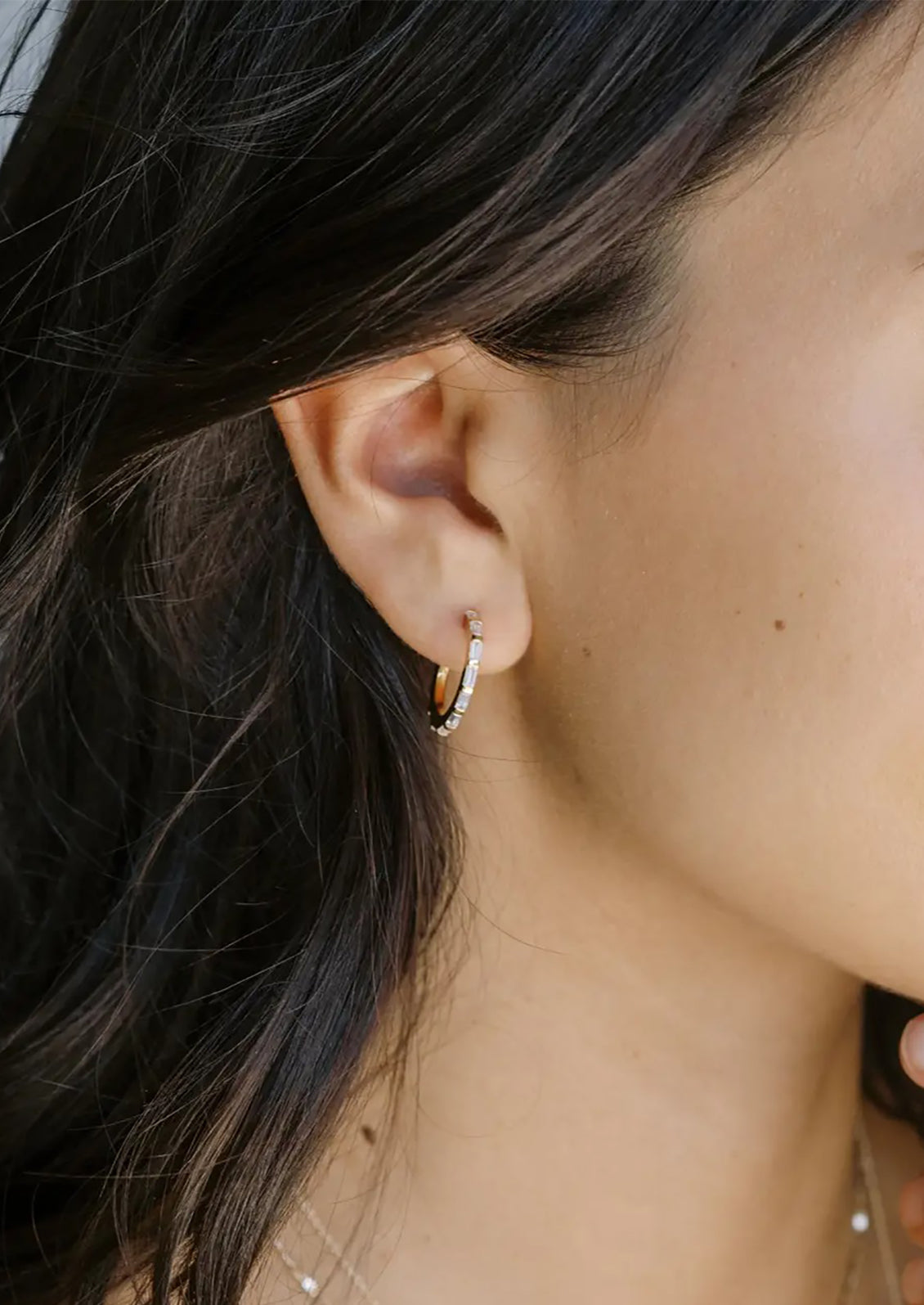 Crystal Baguette Hoop Earrings