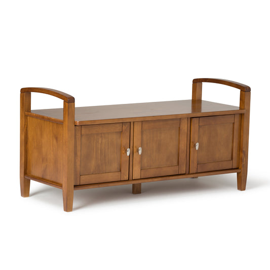 Empress Solid Wood Entryway Storage Bench with 3 Doors