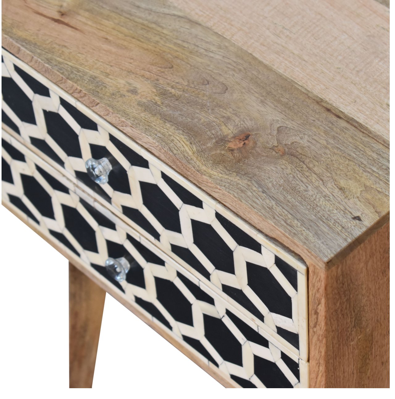 Arcanist Bone Inlay Bedside with 2 Drawers and Wood Frame